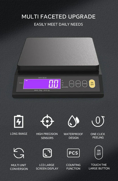 Digital Waterproof Kitchen Scale with Stainless Steel Platform