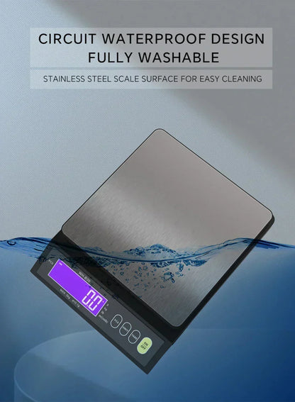 Digital Waterproof Kitchen Scale with Stainless Steel Platform