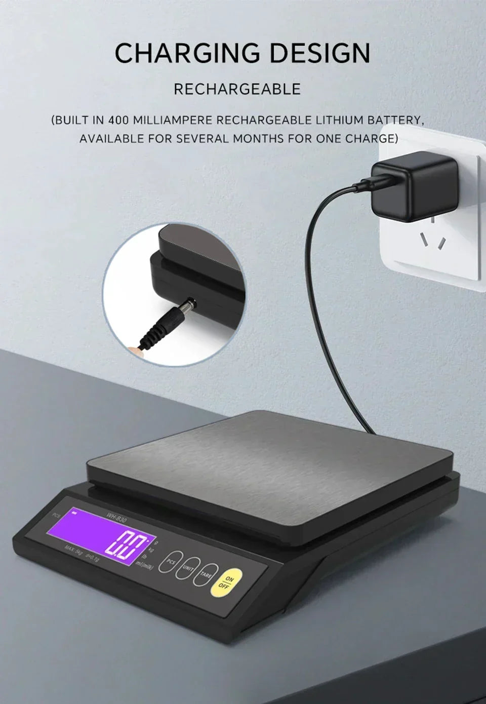 Digital Waterproof Kitchen Scale with Stainless Steel Platform