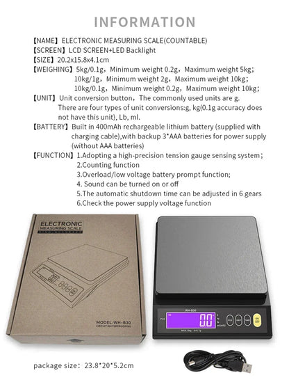 Digital Waterproof Kitchen Scale with Stainless Steel Platform