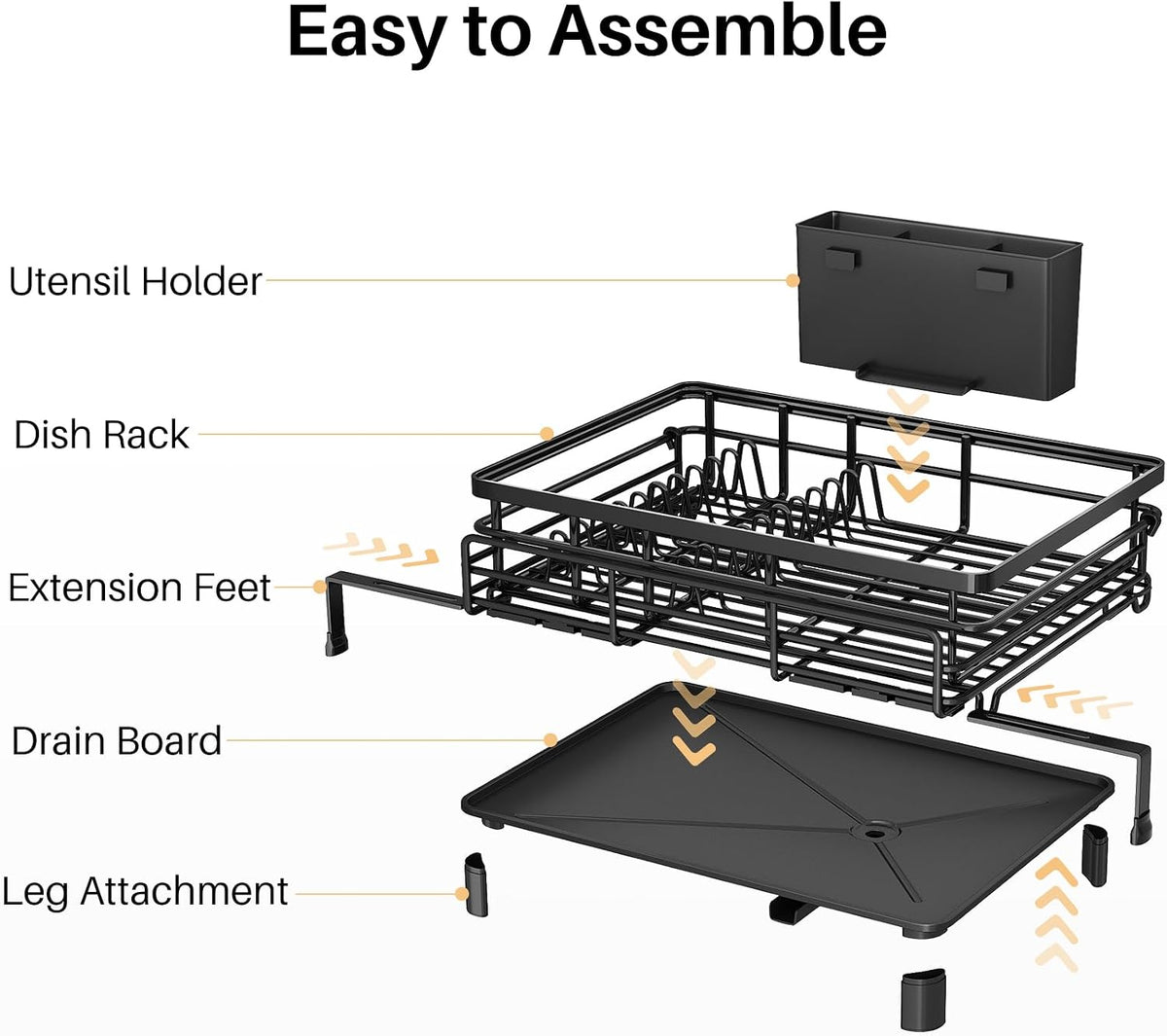 Dish Drying Rack with Drainboard and Removable Cutlery Holder