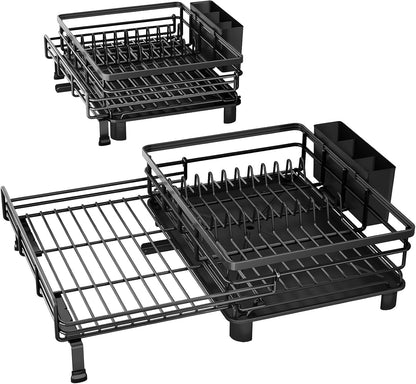 Dish Drying Rack with Drainboard and Removable Cutlery Holder