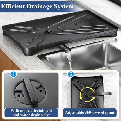 Dish Drying Rack with Drainboard and Removable Cutlery Holder