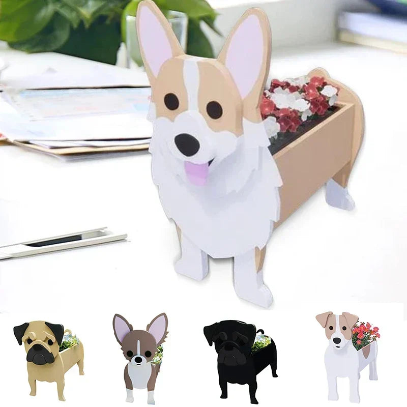 Dog Shaped Plant Pot Decorative Indoor Outdoor Planter