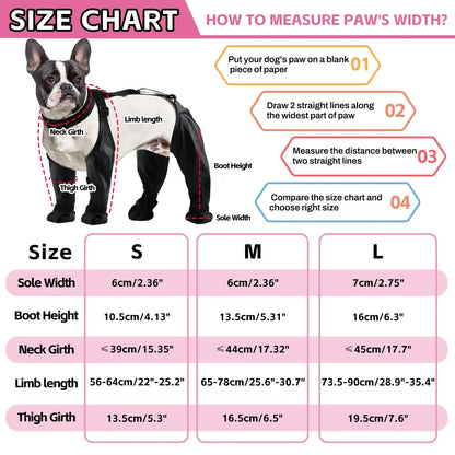 Dog Suspender Boots with Full Leg Coverage and Non Slip Sole