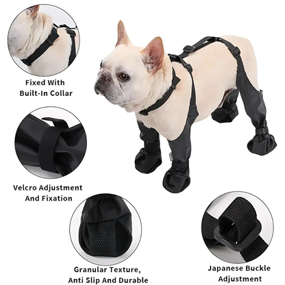 Dog Suspender Boots with Full Leg Coverage and Non Slip Sole