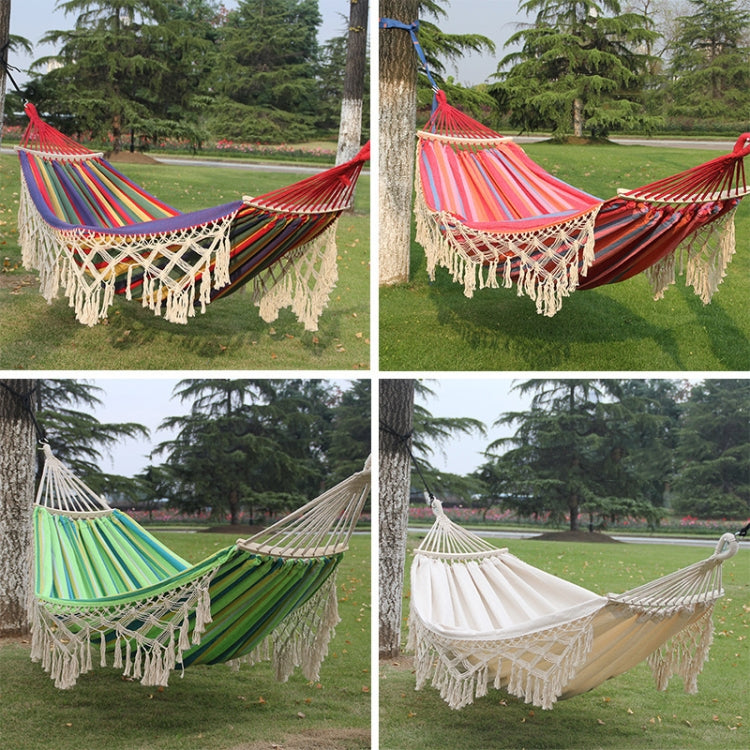 Double Canvas Hammock with Wooden Spreader Bars and Carry Bag