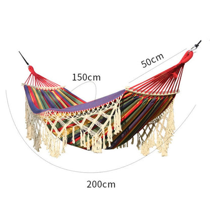 Double Canvas Hammock with Wooden Spreader Bars and Carry Bag