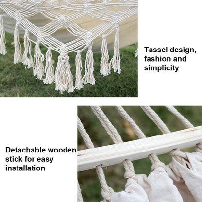 Double Canvas Hammock with Wooden Spreader Bars and Carry Bag