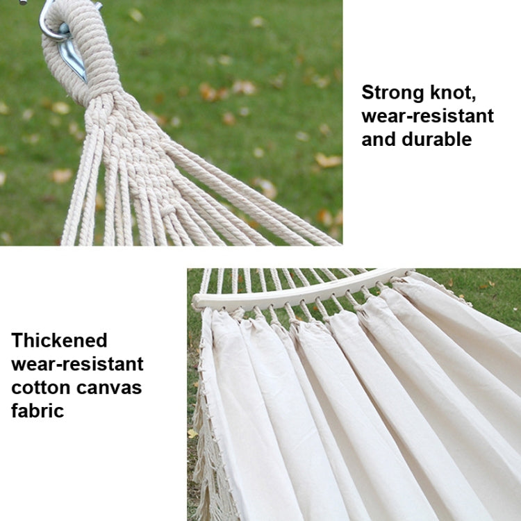 Double Canvas Hammock with Wooden Spreader Bars and Carry Bag