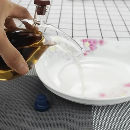 Double Glass Oil and Vinegar Dispenser with Dual Compartments