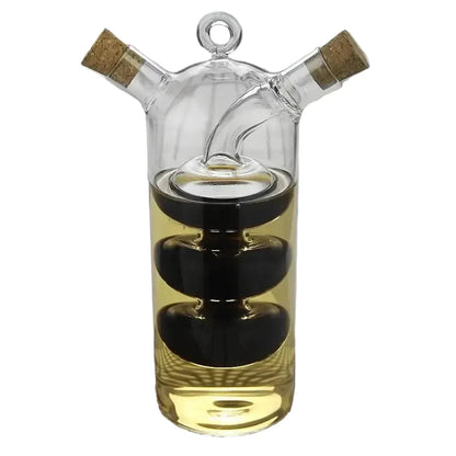 Double Glass Oil and Vinegar Dispenser with Dual Compartments