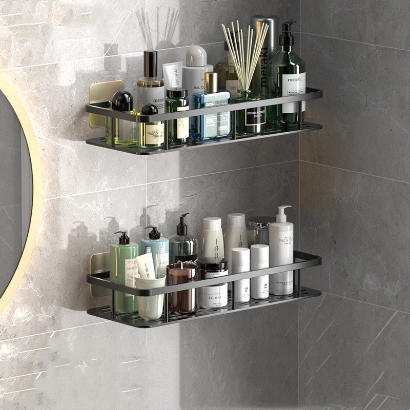 Drill-Free Aluminum Bathroom Storage Shelf