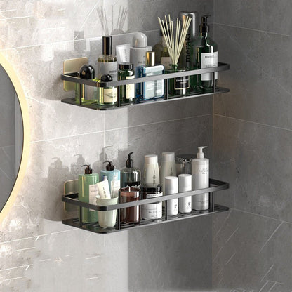 Drill-Free Aluminum Bathroom Storage Shelf
