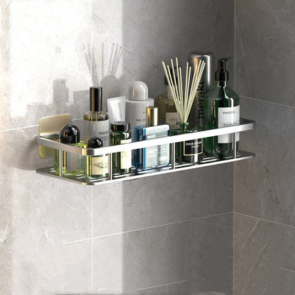 Drill-Free Aluminum Bathroom Storage Shelf
