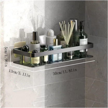 Drill-Free Aluminum Bathroom Storage Shelf