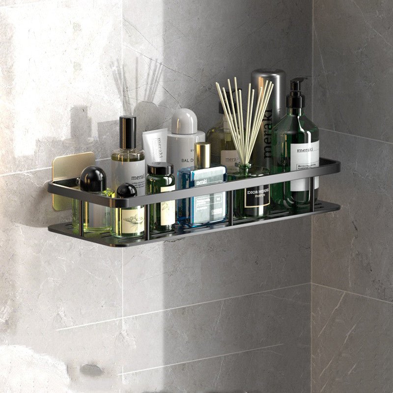 Drill-Free Aluminum Bathroom Storage Shelf