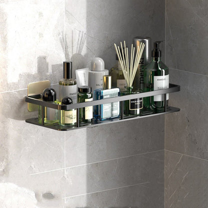 Drill-Free Aluminum Bathroom Storage Shelf