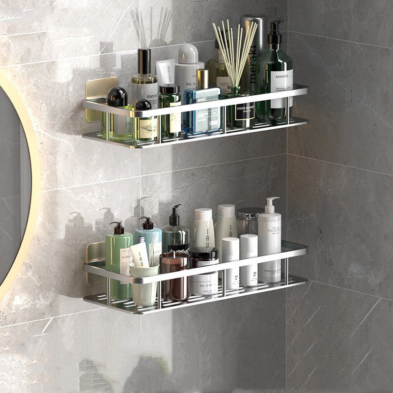 Drill-Free Aluminum Bathroom Storage Shelf