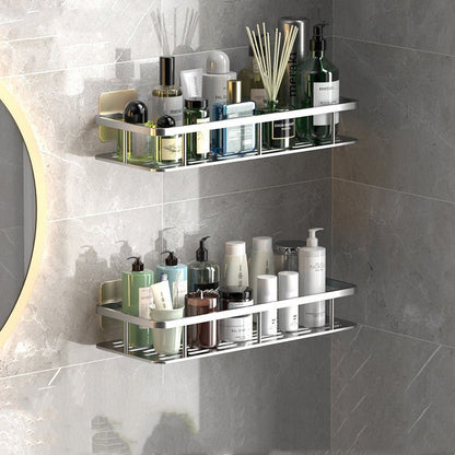Drill-Free Aluminum Bathroom Storage Shelf