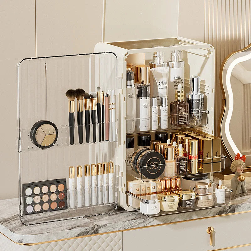 Dust-Proof Makeup Storage Organizer with Magnetic Door