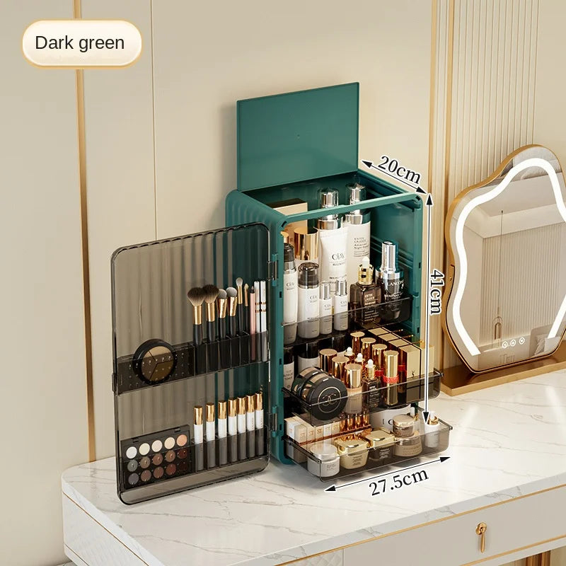 Dust-Proof Makeup Storage Organizer with Magnetic Door