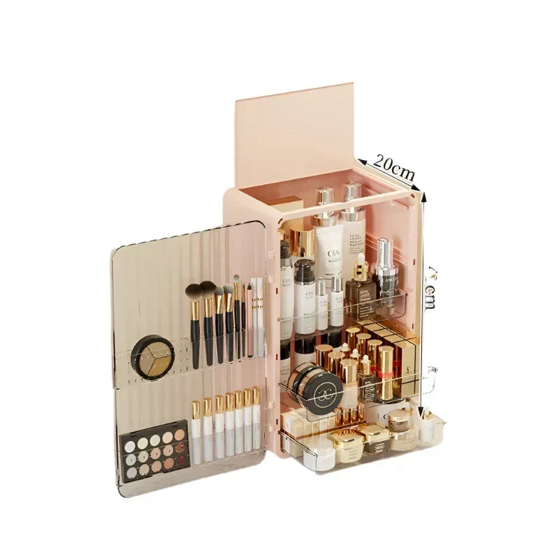 Dust-Proof Makeup Storage Organizer with Magnetic Door