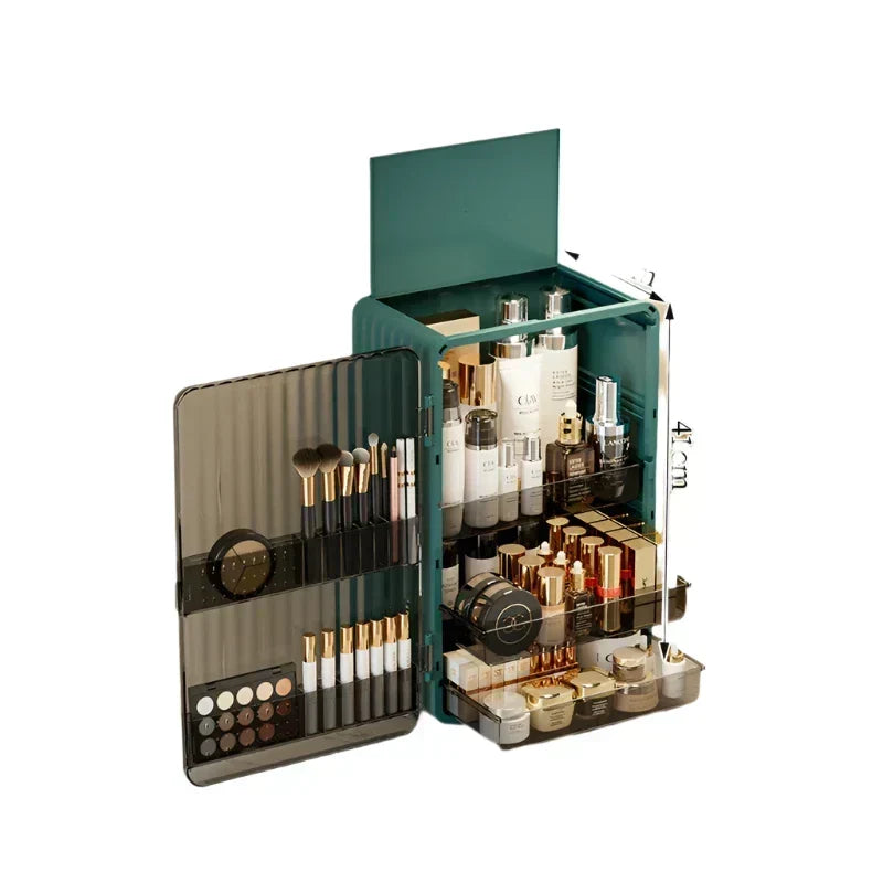 Dust-Proof Makeup Storage Organizer with Magnetic Door