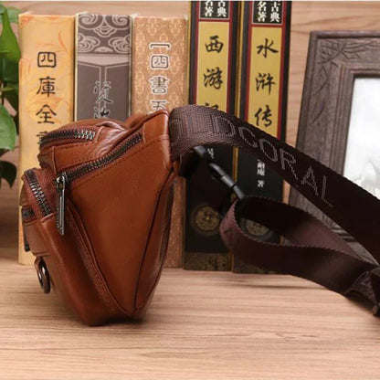 Genuine Cowhide Leather Waist Bag Large Capacity Crossbody Pack