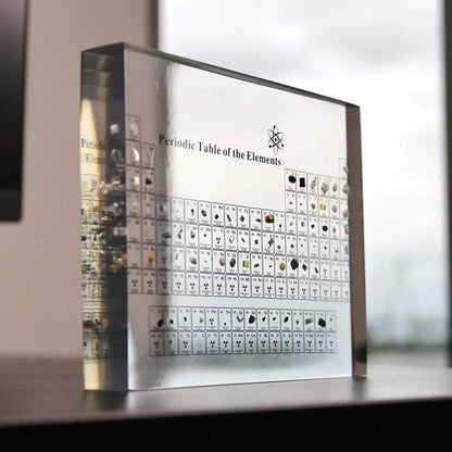 Educational Periodic Table Display with Real Elements Glass Decor