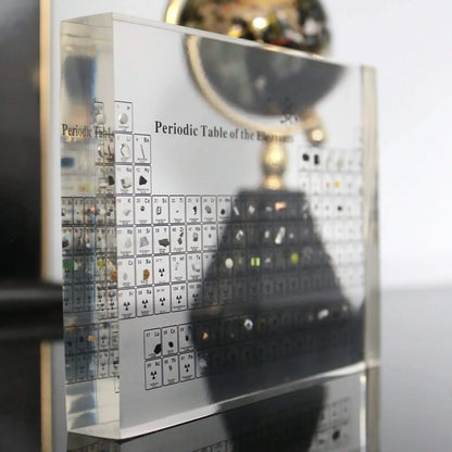 Educational Periodic Table Display with Real Elements Glass Decor