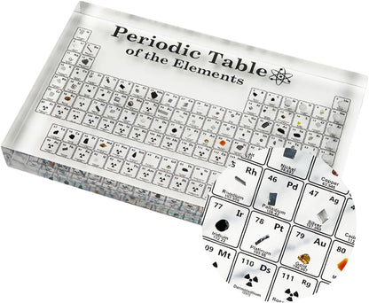 Educational Periodic Table Display with Real Elements Glass Decor