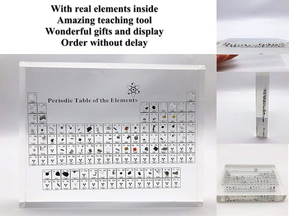 Educational Periodic Table Display with Real Elements Glass Decor