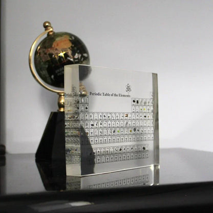 Educational Periodic Table Display with Real Elements Glass Decor