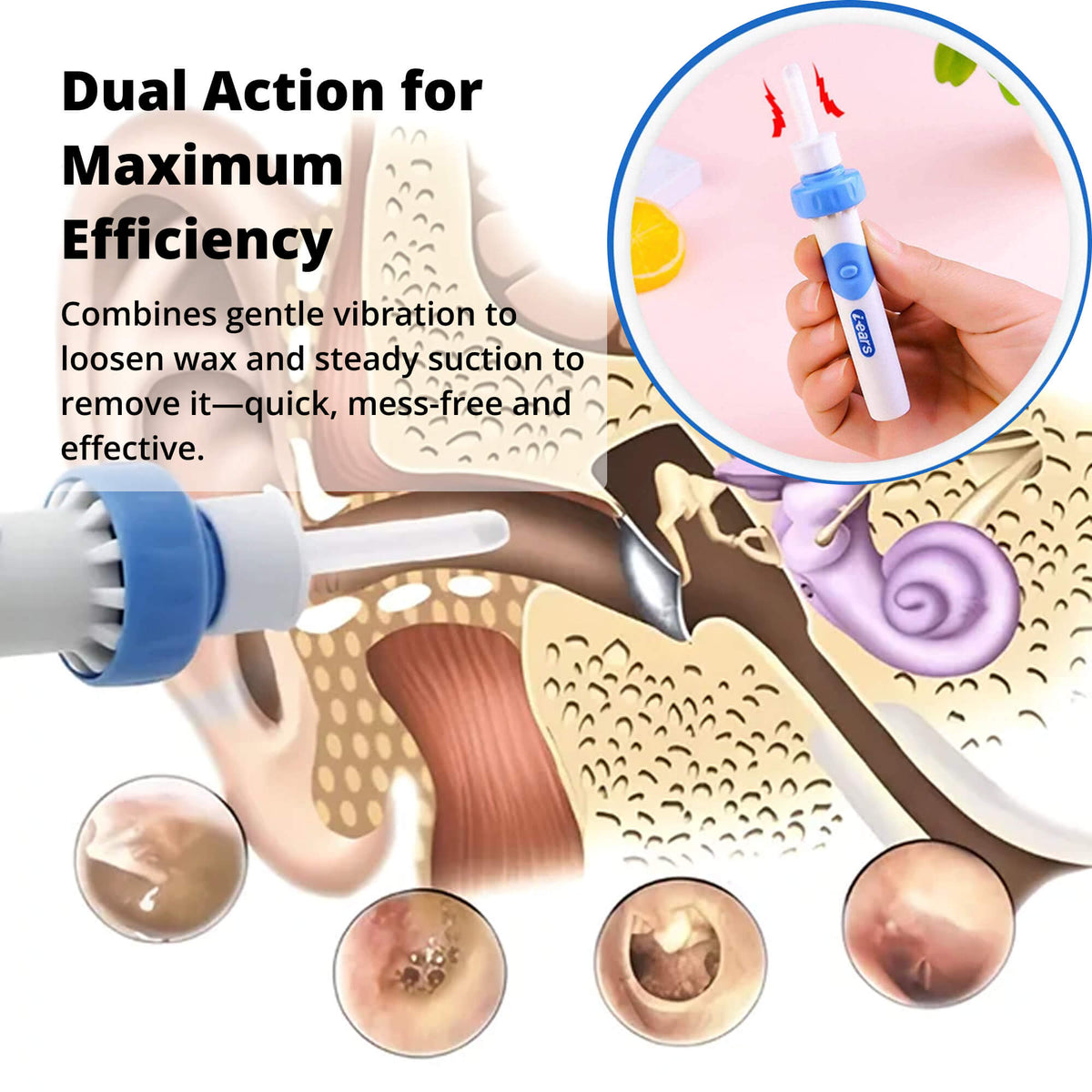 Electric Ear Wax Suction Cleaner with Soft Silicone Tip