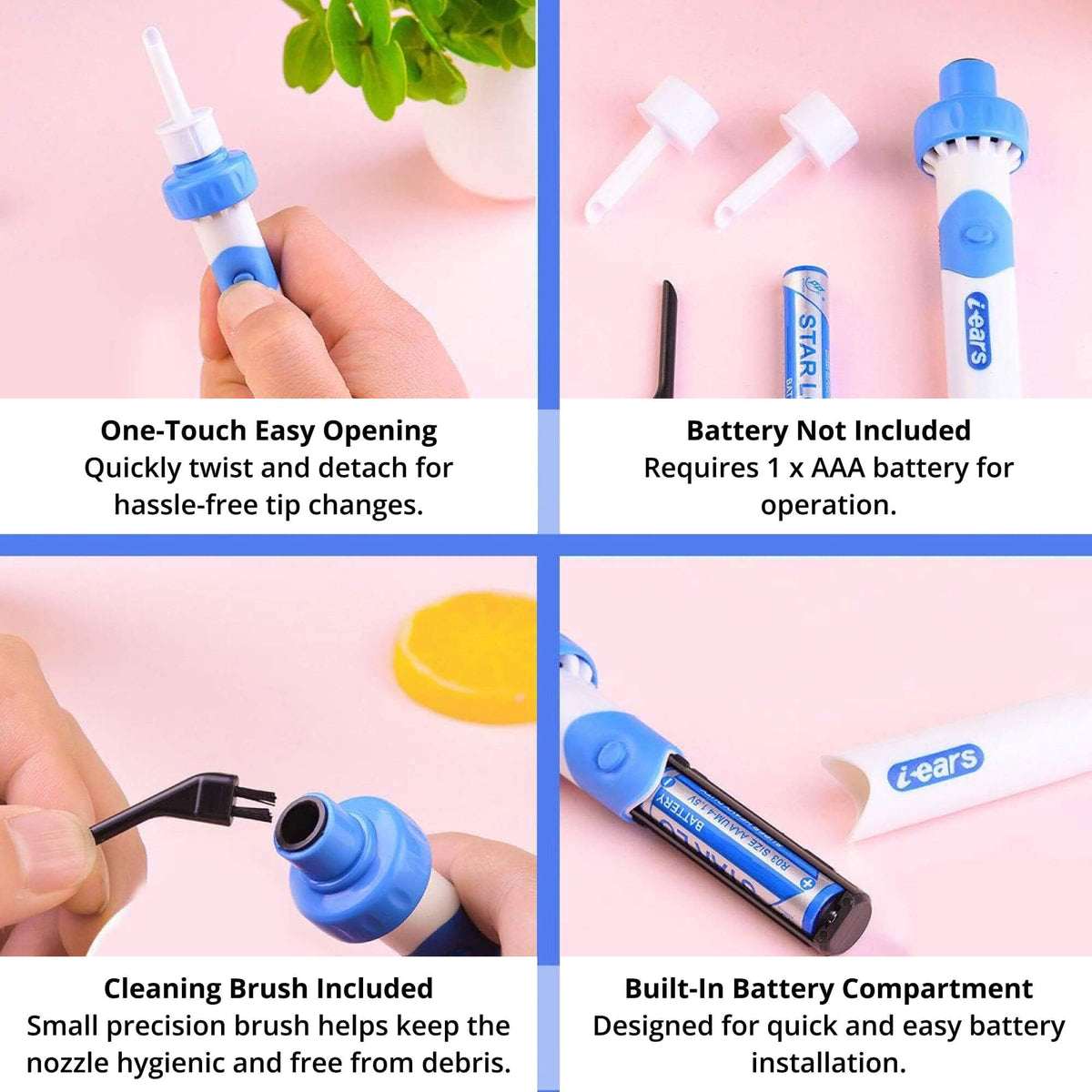 Electric Ear Wax Suction Cleaner with Soft Silicone Tip