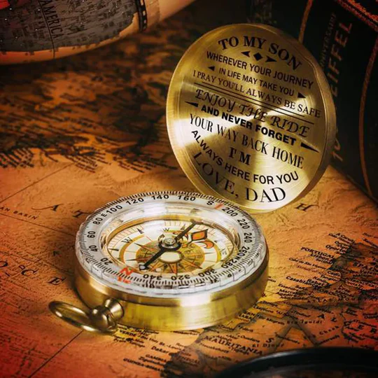 Engraved Compass Gift For Son With Inspirational Message