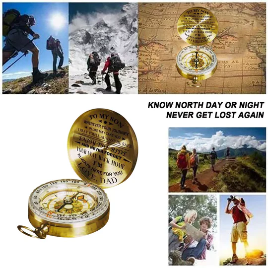 Engraved Compass Gift For Son With Inspirational Message