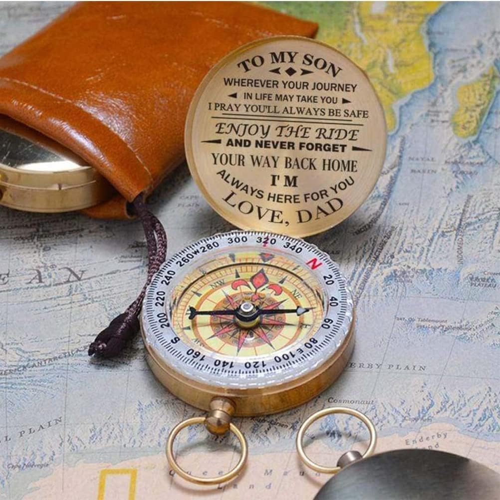 Engraved Compass Gift For Son With Inspirational Message