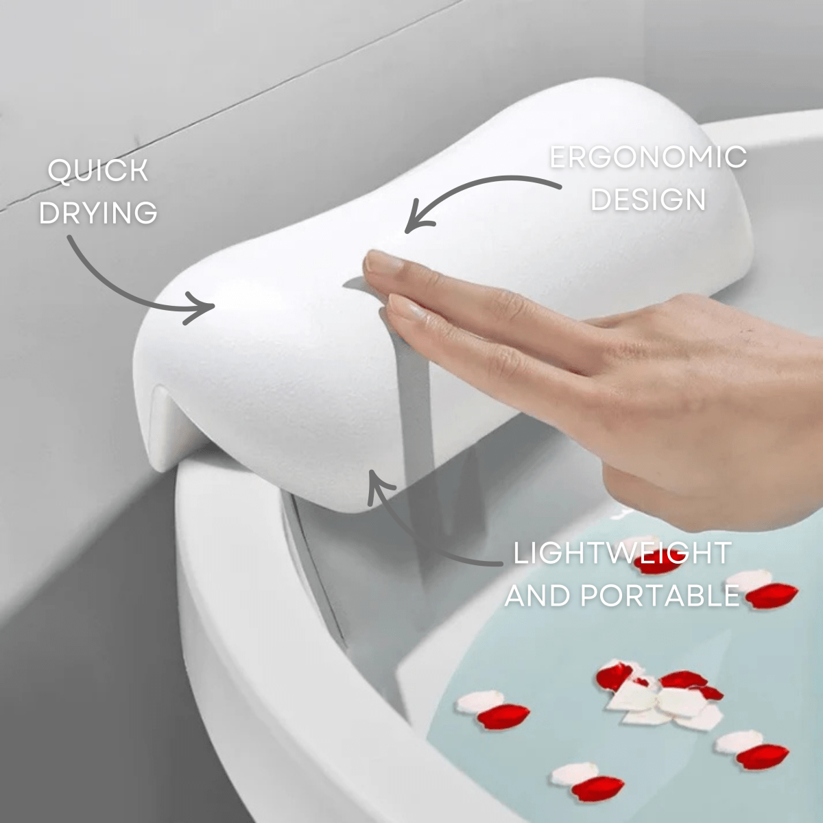Ergonomic Bath Pillow with Neck and Head Support
