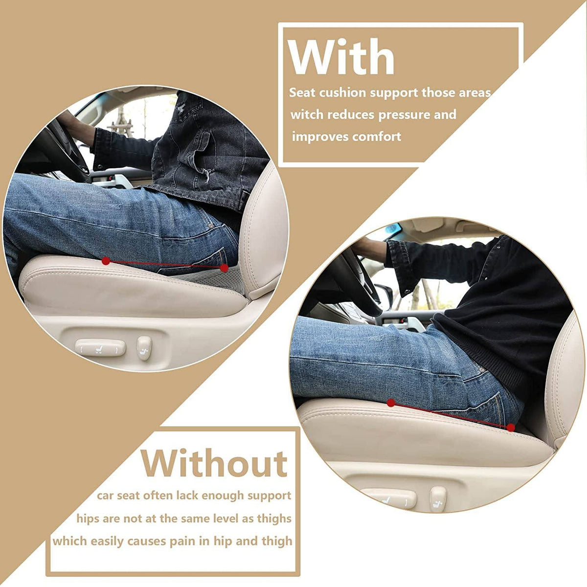 Ergonomic Car Seat Cushion for Improved Driving Position
