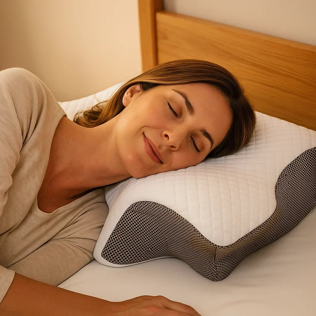 Ergonomic Contour Memory Foam Pillow for Head and Neck Support
