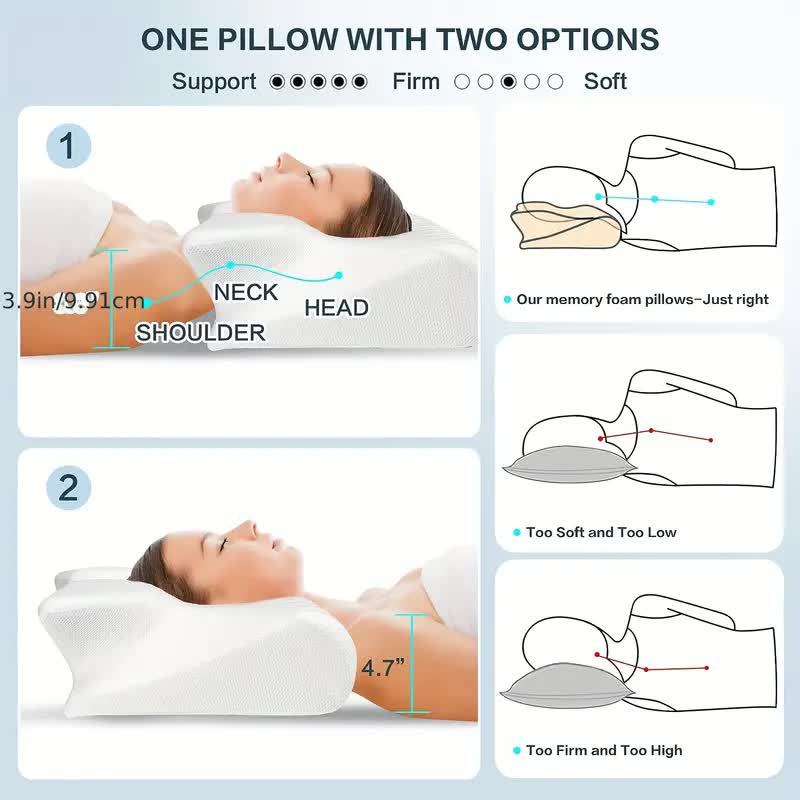 Ergonomic Contour Memory Foam Pillow for Head and Neck Support