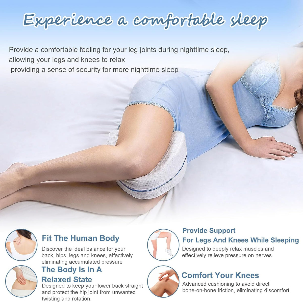 Ergonomic Lumbar Knee Pillow for Side Sleepers