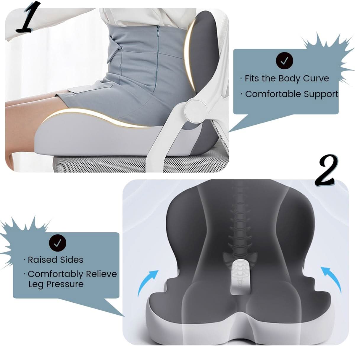 Ergonomic Memory Foam Seat Cushion for Office Chair