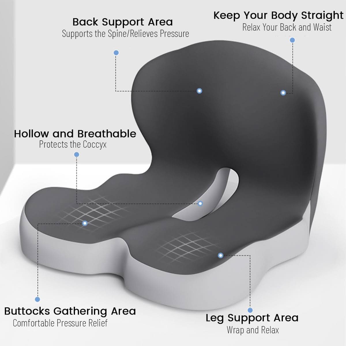 Ergonomic Memory Foam Seat Cushion for Office Chair