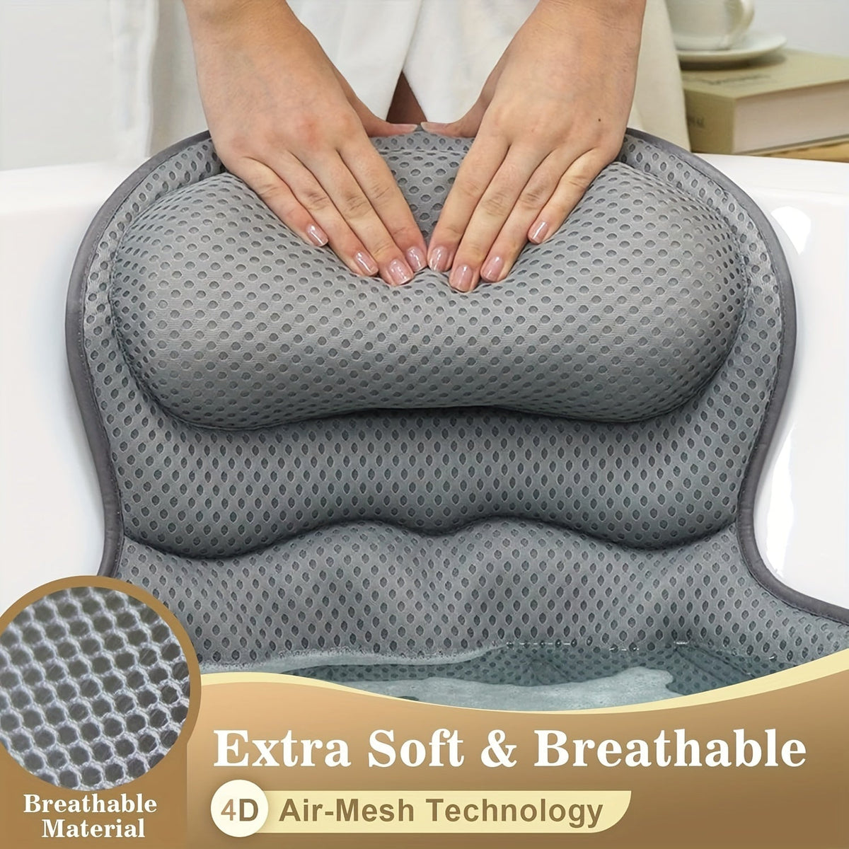 Ergonomic Mesh Bath Pillow Spa Cushion