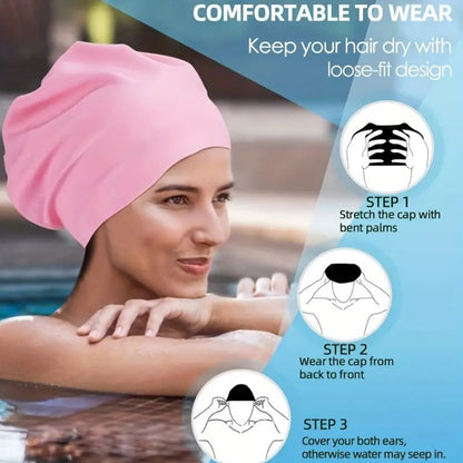 Extra Large Silicone Swim Cap for Long Thick Hair