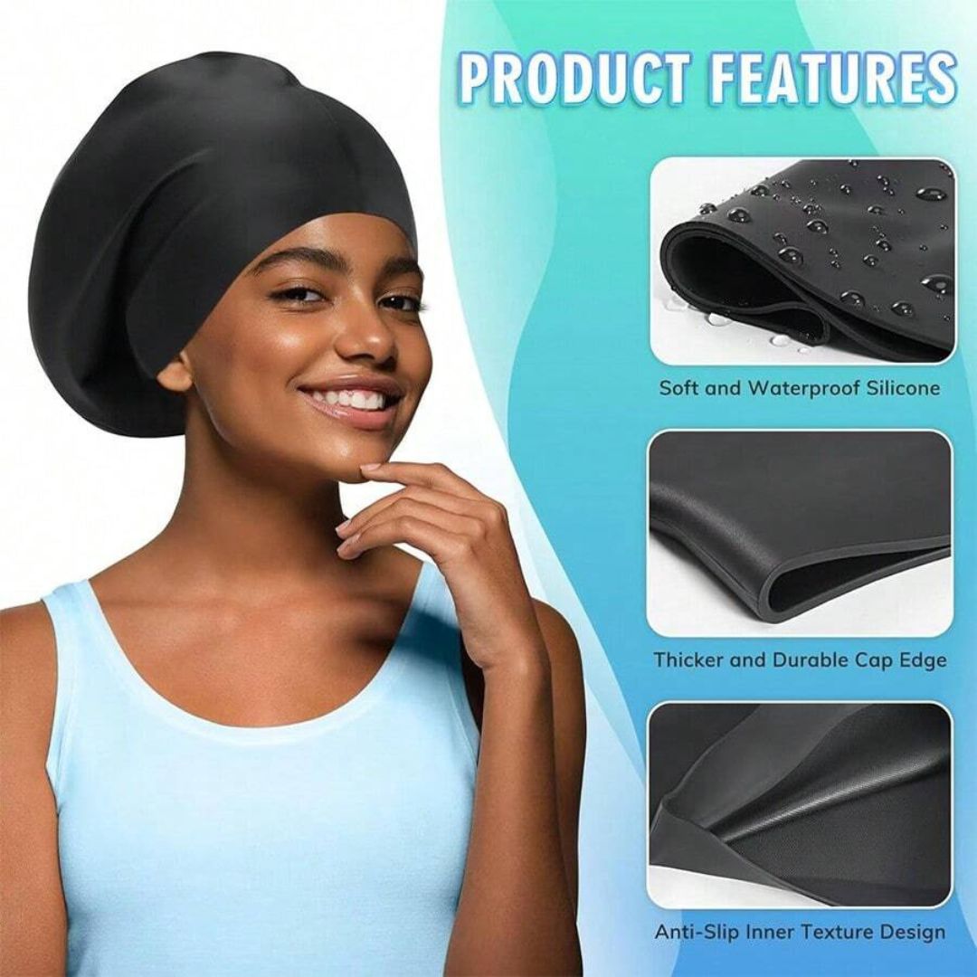 Extra Large Silicone Swim Cap for Long Thick Hair