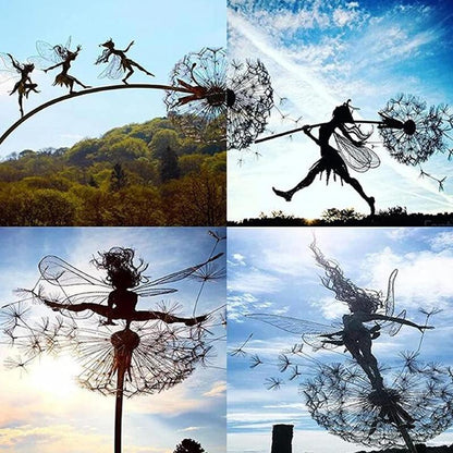 Fairy Garden Wind Spinner Metal Outdoor Yard Decor